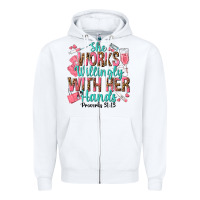 White she works willingly with her hands Zipper Hoodie - texasbilliewilder