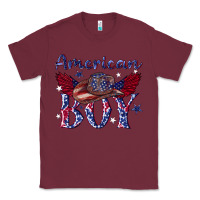 Burgundy American boy with cowboy Classic Tee - texasbilliewilder