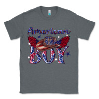 Charcoal Heather American boy with cowboy Classic Tee - texasbilliewilder