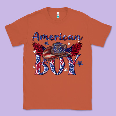 Classic Tee American boy with cowboy