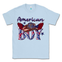 Dusty Blue American boy with cowboy Classic Tee - texasbilliewilder