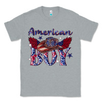 Heather Grey American boy with cowboy Classic Tee - texasbilliewilder