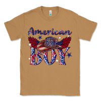 Toasted Coconut American boy with cowboy Classic Tee - texasbilliewilder