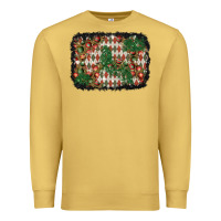 Antique Gold christmas ornament and diamond plaid  background Premium Sweatshirt - BundleAndBundleShop
