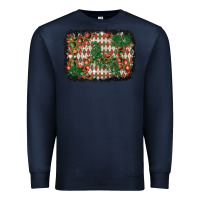 Navy christmas ornament and diamond plaid  background Premium Sweatshirt - BundleAndBundleShop
