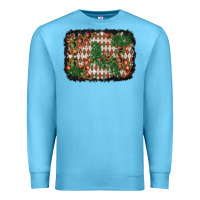 Ocean Blue christmas ornament and diamond plaid  background Premium Sweatshirt - BundleAndBundleShop