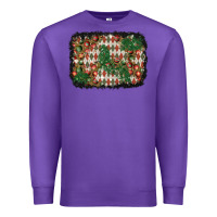 Purple christmas ornament and diamond plaid  background Premium Sweatshirt - BundleAndBundleShop