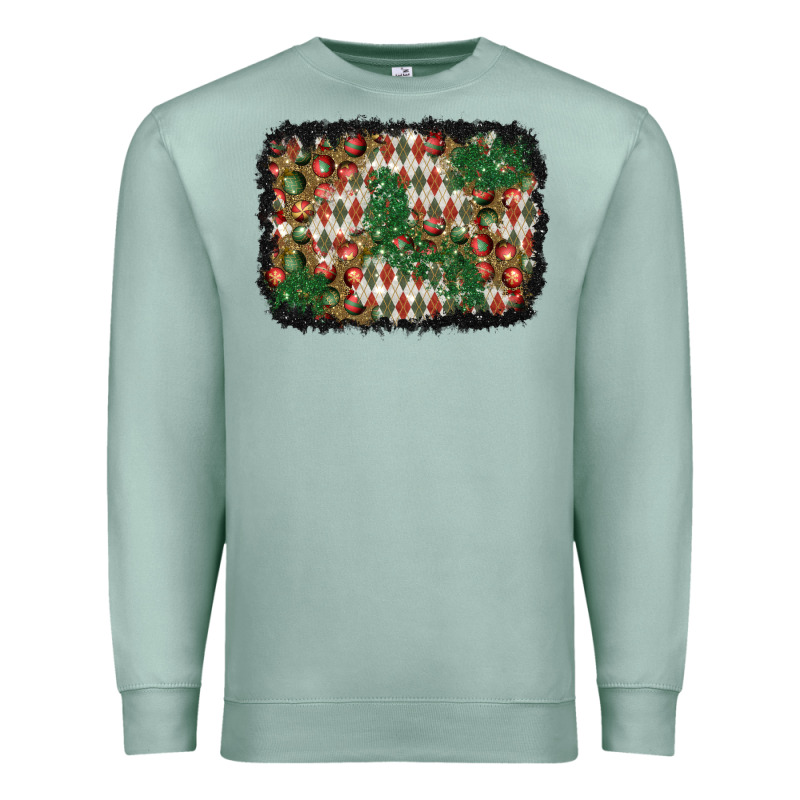 Christmas Ornament And Diamond Plaid  Background Premium Sweatshirt by BundleAndBundleShop | Teevron