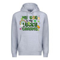 Heather Grey my dog is my lucky charms Premium Hoodie - MaliasSmallBusiness