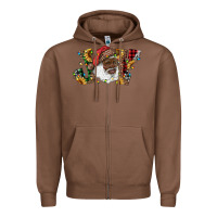 Chestnut african american santa joy with sunflowers Zipper Hoodie - RanaPortraitStore