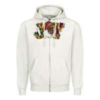 Oatmeal Heather african american santa joy with sunflowers Zipper Hoodie - RanaPortraitStore