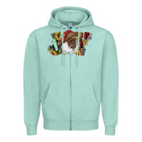 Seafoam african american santa joy with sunflowers Zipper Hoodie - RanaPortraitStore