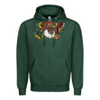 Sports Green african american santa joy with sunflowers Zipper Hoodie - RanaPortraitStore