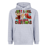 Heather Grey just a girl who loves christmas Heavyweight Hoodie - FaDigitalArtStudio