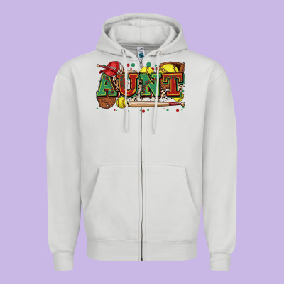 Aunt Softball Zipper Hoodie Designed By Zillion Design Studio