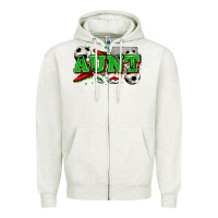 Oatmeal Heather aunt soccer Zipper Hoodie - Zillion Design Studio