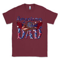Burgundy American dad with cowboy Classic Tee - texasbilliewilder
