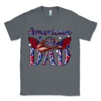 Charcoal Heather American dad with cowboy Classic Tee - texasbilliewilder