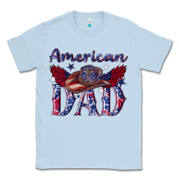 Dusty Blue American dad with cowboy Classic Tee - texasbilliewilder