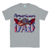 Heather Grey American dad with cowboy Classic Tee - texasbilliewilder