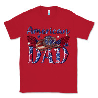 Red American dad with cowboy Classic Tee - texasbilliewilder