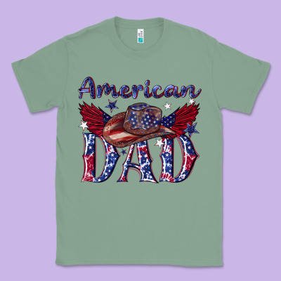 Classic Tee American dad with cowboy