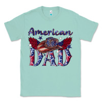Seafoam American dad with cowboy Classic Tee - texasbilliewilder