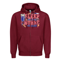 Burgundy sleep all day nurse all night Zipper Hoodie - texasbilliewilder
