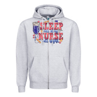 Heather Grey sleep all day nurse all night Zipper Hoodie - texasbilliewilder