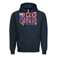 Navy sleep all day nurse all night Zipper Hoodie - texasbilliewilder