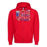 Red sleep all day nurse all night Zipper Hoodie - texasbilliewilder