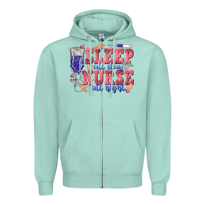 Sleep All Day Nurse All Night Zipper Hoodie by texasbilliewilder | Teevron