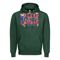Sports Green sleep all day nurse all night Zipper Hoodie - texasbilliewilder