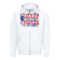 White sleep all day nurse all night Zipper Hoodie - texasbilliewilder