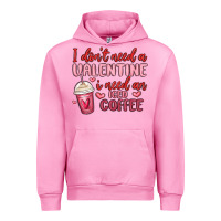 Fuchsia Pink i don t need a valentine i need an iced coffee Urban Hoodie - MaliasSmallBusiness