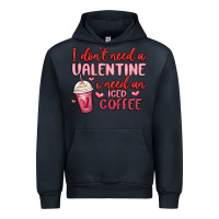 Navy i don t need a valentine i need an iced coffee Urban Hoodie - MaliasSmallBusiness