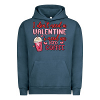 Pigment Midnight Navy i don t need a valentine i need an iced coffee Urban Hoodie - MaliasSmallBusiness