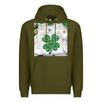 Army Green shamrock patterned clothing Premium Hoodie - MaliasSmallBusiness