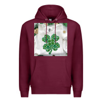 Burgundy shamrock patterned clothing Premium Hoodie - MaliasSmallBusiness