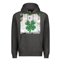 Charcoal Heather shamrock patterned clothing Premium Hoodie - MaliasSmallBusiness
