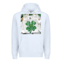 White shamrock patterned clothing Premium Hoodie - MaliasSmallBusiness