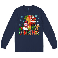 Navy 1st christmas santa and snowman Long Sleeve Tee - Zillion Design Studio