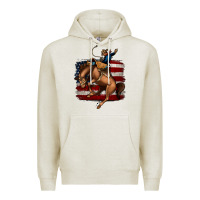 Oatmeal Heather Bucking Bronco Premium Hoodie - Jasminsmagicworld