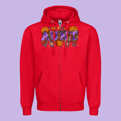 Aunt Basketball Zipper Hoodie Designed By Zillion Design Studio