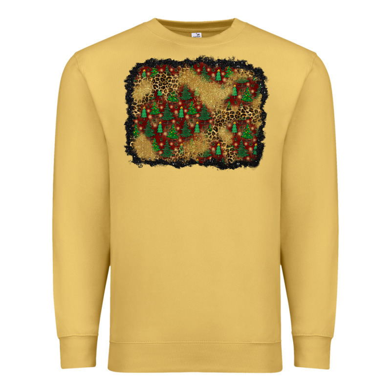 Christmas Trees And Leopard Background Premium Sweatshirt by BundleAndBundleShop | Teevron