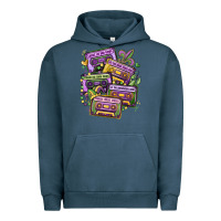 Pigment Midnight Navy mardi gras cassette tapes Urban Hoodie - MaliasSmallBusiness