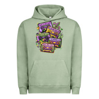 Pigment Oil Green mardi gras cassette tapes Urban Hoodie - MaliasSmallBusiness