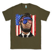 Army Green American flag with lincoln Classic Tee - texasbilliewilder