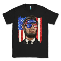 Black American flag with lincoln Classic Tee - texasbilliewilder