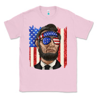 Bubblegum Pink American flag with lincoln Classic Tee - texasbilliewilder